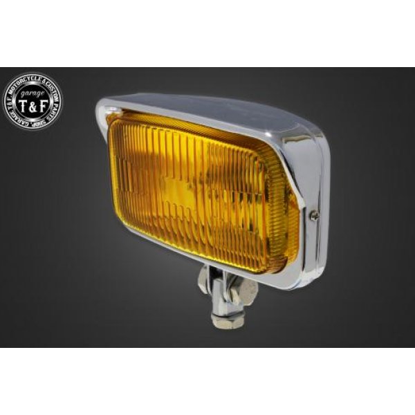 ガレージT&F ビンテージスクエアヘッドライト(メッキ)イエローレンズ+ステーE 250TR 4023343 JP店