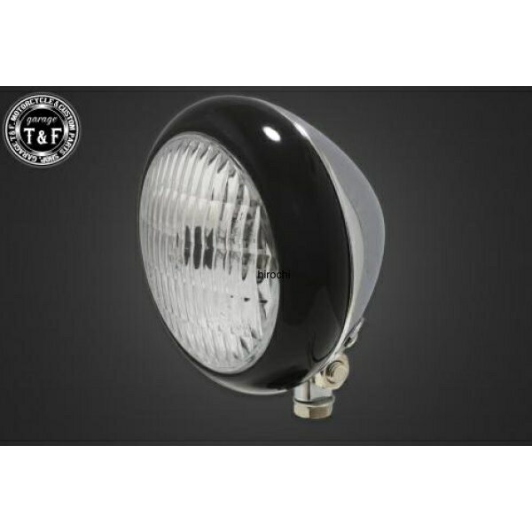 ガレージT&F 4.5in トラクターヘッドライト(ブラック/メッキ)クリアーレンズ+ステーB DSC400 4023221 JP店