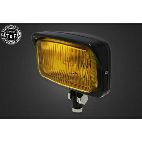 ガレージT&F ビンテージスクエアヘッドライト(ブラック)イエローレンズ+ステーG エストレヤ(RS、カスタム) 4023388 JP店