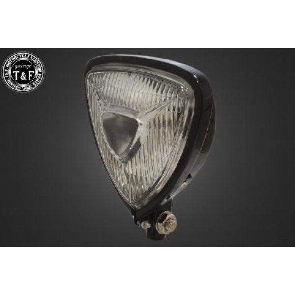 ガレージT&F ビンテージトライアングルヘッドライト(ブラック)クリアーレンズ+ステーA DS1100 4021781 JP店