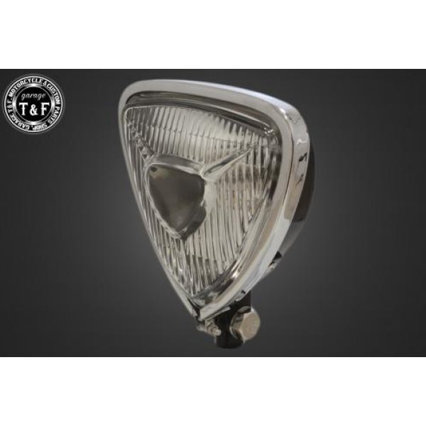 ガレージT&F ビンテージトライアングルライト(メッキ/黒)透明レンズ+ステーG エストレヤ(RS、カスタム) 4021841 JP店
