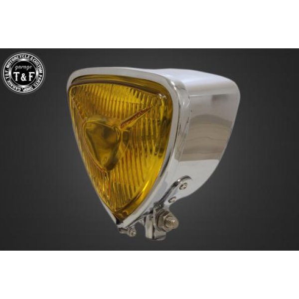 ガレージT&F トライアングルヘッドライト メッキ/イエローレンズ+ステーD スティード400(VLS) 4021905 JP店