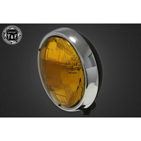 【New】 ガレージT&F 5.75in プレートライト(メッキ/マット黒)黄レンズ+ステーB イントルーダー400 4022707 JP店