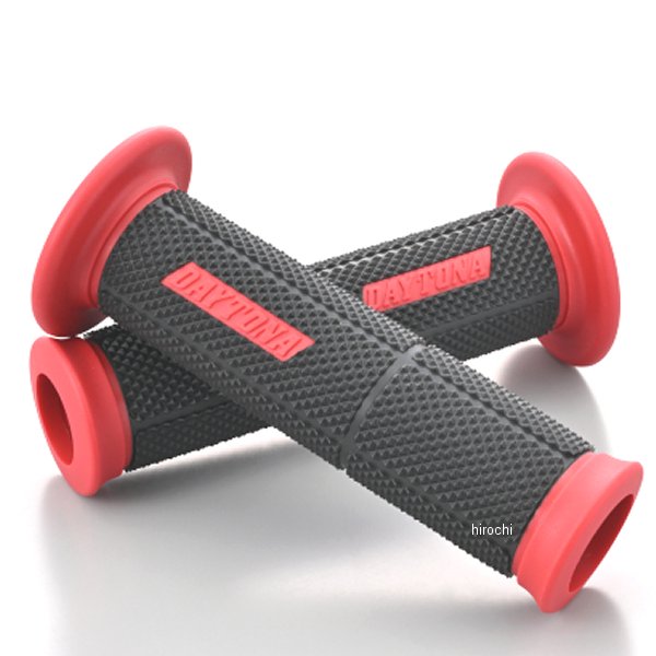 【メーカー在庫あり】 DAYTONA デイトナ バイク グリップ ハンドル径φ22.2用 123mm エンド貫通 グリッピーグリップ GG-D-DUALーBASE2 ブラック/レッド 61802 JP店