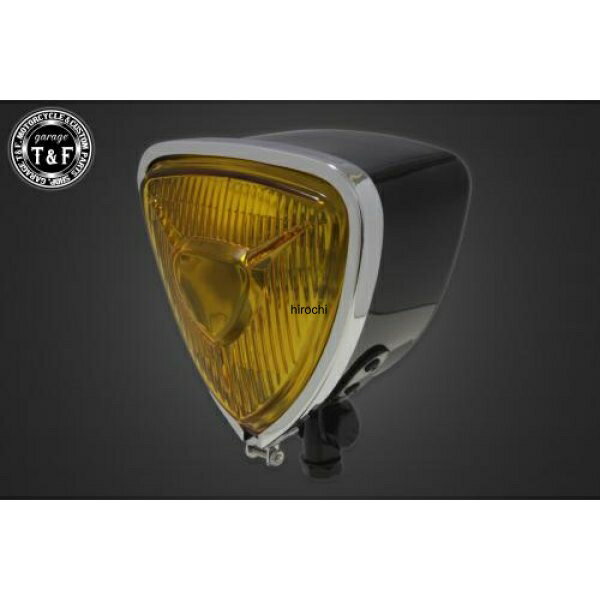 ガレージT&F トライアングルヘッドライト(メッキ/ブラック)イエローレンズ+ステーA バルカン400(II) 4022041 JP店