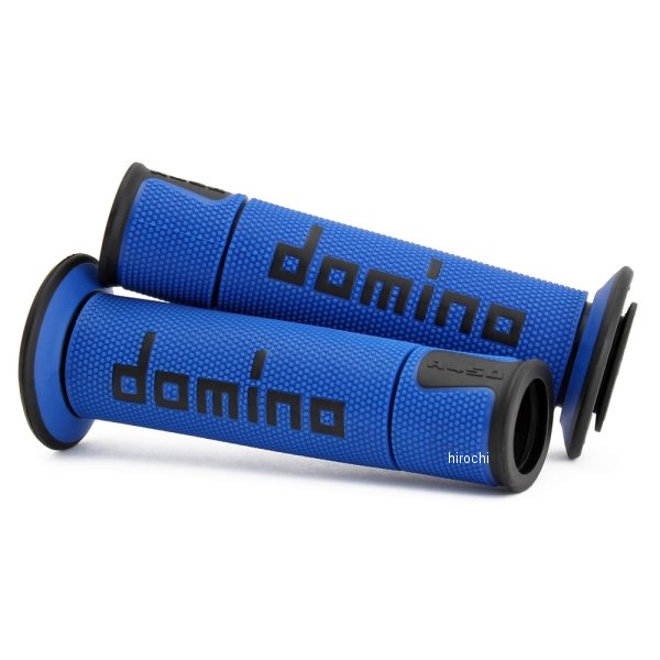 ドミノ DOMINO グリップ A450 レーシングタイプ汎用 オンロードモデル(エンドオープン)カラー:ブルー×ブラック素材:サーモプラスチックゴムグリップ長さ:125mm※ハンドル内側のリブをカットする事により3mm短くする事が可能で様々な車種で使用できます。【仕様説明】レーシング向け新作グリップのA450レーシングタイプ表面は細かな粒状のソフトラバー(マルチコニック仕上)を採用しグリップ力をアップ、濡れた状態でも優れたグリップ性能を発揮します。内部の素材にハードコンパウンドを使用しており、消耗しやすいエンド部分の補強とつば部分の強度を上げることにより操作中の安定性をアップします。外径は実測φ30mmと適度な太さがあり、ワイヤリング用のスリットがグリップ両端に設けられております。(ワイヤーホールあり)A45041C4048楽天 JP店