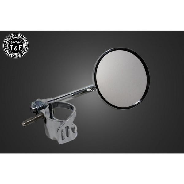 ガレージT＆F 3インチラウンドサイドミラー フォーククランプ式 メッキ MR44 JP店