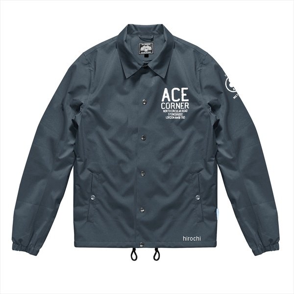 エースカフェロンドン ACE CAFE LONDON ウォータープルーフ コーチジャケット チャコール XLサイズ：XLカラー：チャコール表地：ポリエステル(超撥水Ei コーティング仕様)＋防風フィルム(ポリエステルナイロン)＋シームテープ裏地：無し過酷な使用条件にあるライディングウェアにも使用される高機能素材を、人気のコーチジャケットに使用。バイカーズテイストあふれるデザイン。【機能/マテリアル】・表地にEI:TEX社の超撥水コーティング「EI:Coating」を施した生地を使用し、防水フィルムをあわせることで全天候に対応。縫い目裏側にシームテープ処理を施し水の侵入を防止。・フロントボタン部裏は、水の侵入を軽減する雨返し仕様を採用。・各部ボタンはオリジナルのロゴ入りボタンを採用。・すそ口にシルエット調整に役立つ丸ヒモ付き。丸ヒモを絞ることで、風の侵入をおさえる効果もあります。【サイズ】・サイズは日本サイズ(メンズ)です。・Sサイズは男女兼用のユニセックスサイズです。※プロテクション機能はございませんのでご注意ください。※商品画像はイメージです。実際の商品と色や形状が異なる場合がございますのでご注意ください。AS2501WS楽天 JP店