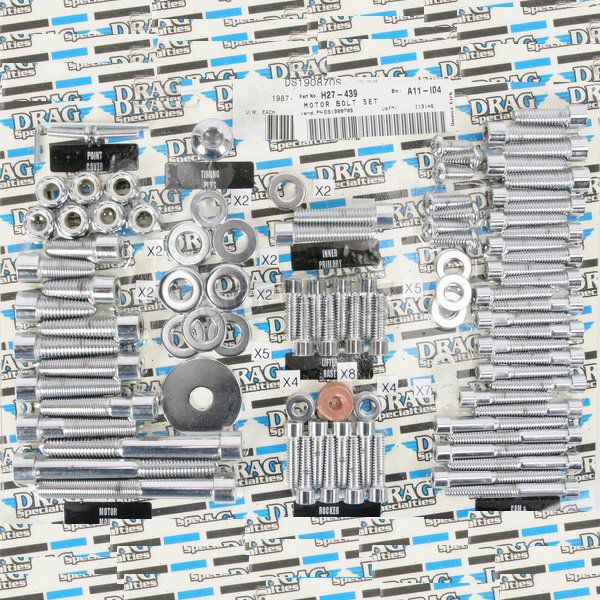 【USA在庫あり】 DRAG ボルトキット エンジン全体 87年-94年 FXR/FLT クローム/無地 DS-190870S JP店