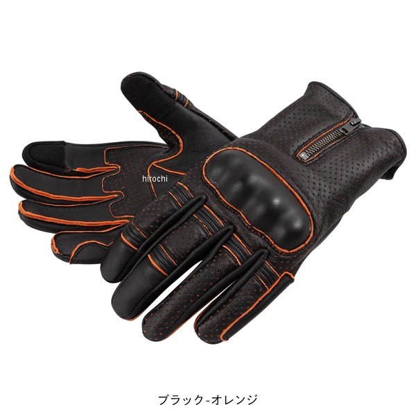 Bike Wear - 【New】【メーカー在庫あり】 デグナー DEGNER レザーメッシュグローブ メンズ ブラック-オレンジ M TG-115M JP店
