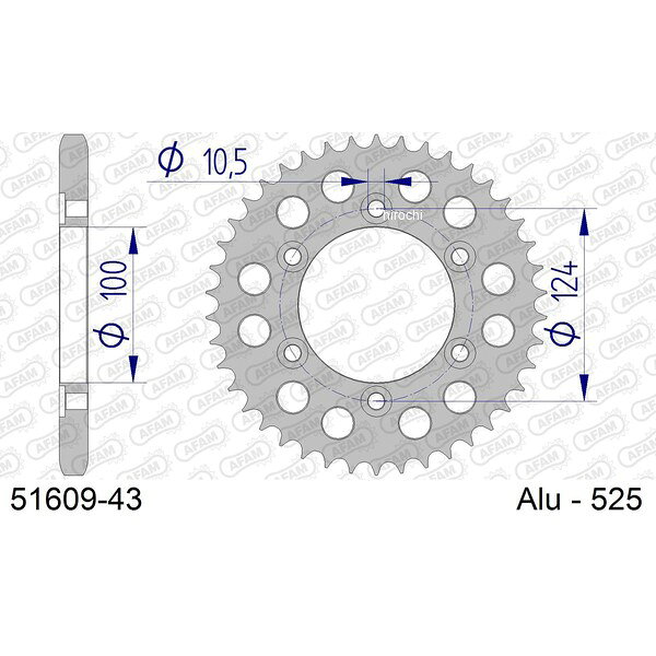 アファム AFAM リアスプロケット 43T/525 ドゥカティ 99年-02年 916STRADA 916ストラーダ 51609-43 JP店