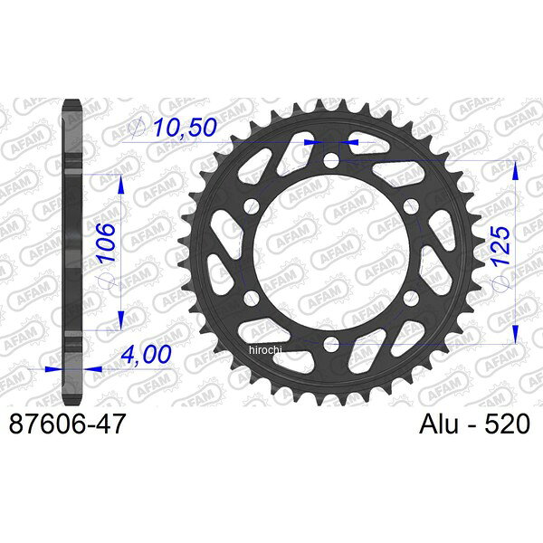 アファム AFAM リアスプロケット 47T/520 トライアンフ 06年-10年 DAYTONA 675 デイトナ675 87606-47 JP店