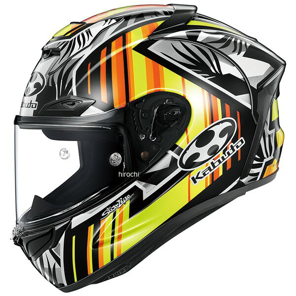 オージーケーカブト OGK KABUTO フルフェイスヘルメット F-17 MIPS JOAN MIR2 イエローオレンジ Mサイズ：M 57-58cmカラー：イエローオレンジMotoGP™ライダー ジョアン・ミル選手の2026年シーズンシグネチャーモデル。※掲載されている画像は、開発途中のものであり、実際の製品仕様と異なる場合があります。ライディング中の集中力を維持する全方向型エアロダイナミクスハイスピードの状況で発生する空気抵抗、揚力を徹底的に解析。最先端のエアロフォルムCFD（3次元数値流体解析）を駆使して開発されたKabuto独自の空力デバイス「ウェイクスタビライザー（PAT.NO.4311691）」と、極限まで絞り込んだ前面投影面積を採用した帽体により、直進時だけではなく横風や後方確認時の空気抵抗を低減。さらに走行風で発生するヘルメットが浮き上がろうとする力を抑制し、優れた空力性能に大きく寄与するデバイス「クレストスポイラー（PAT.P）」の新採用など、最先端のエアロフォルムは、あらゆる速度域での高い集中力維持に大きく貢献します。クレストスポイラー（PAT.P.）ヘルメット上部の気流をあえて乱すことにより浮き上がろうとする力を抑え、F-17本来の優れた空力性能にも寄与するデバイスです。幅広い角度で効果が発揮される弓状の形状を採用し、もっとも顕著に効果が確認できたデバイスサイズとしています。ウェイクスタビライザー（PAT.)走行中発生する帽体付近の気流をコントロールし、負荷を軽減するKabutoの特許システム。長年にわたる研究・風洞実験を重ね生まれました。気流をコントロールし、揚力や空気抵抗を低減。高速走行時にヘルメットの安定感を高めます。最先端の帽体成形技術と安全設計優れた耐貫通性と衝撃吸収性を兼ね備えた高強度複合素材帽体（A.C.T.-2）を採用するとともに、FEM（有限要素法）構造解析を導入し各部の強度を最適化。安全性と首への負担を低減するその驚異的な軽さは、あらゆる状況においてライダーの負担を軽減。新帽体構造「A.C.T.-2」定評あるA.C.T.構造をさらに進化させた「A.C.T.-2」構造を採用。厳しい耐貫通性能が求められるMFJの安全基準を高次元でクリアしながら更にチンガード部分にも高強度有機繊維を配置し、帽体強度を更に向上。サイドベンチレーションコーナリング姿勢でも効率よく風を捉え、直進時の姿勢と同等のエア導入を目的としたサイドベンチレーションを採用。開口面積・開口幅ともに大幅拡大したチンベンチレーションと相まって、常にヘルメット内部へフレッシュなエアを取り込みます。センターロック/二軸ラチェットシールドシステム2軸構成の新型「DAF-Rラチェット」、素早い交換が可能なDAF-1Rシールド、新形状の一体式トリムラバーの採用により密閉性と静粛性を向上。また大型レバーを備えたセンターロック式で、グローブを装着したままでも確実に開閉可能です。トップエアロベンチレーション整流効果と同時に、ヘルメット内部にこもった熱気を放出するKabuto独自のシステム。シェル内部を通過してリアベンチレーションフィンに設けられたエア排出路へとつながるエアルートを確保し、優れた換気性能と軽量化を両立。※リアベンチレーションに開閉機能はありません。エマージェンシーシステム（PAT.P）※緊急時以外使用不可アクシデント発生時に、救助者が簡単かつ素早く安全にヘルメットを脱がさなければならない状況でも、内装ウレタン材を引き抜く方式により頬に当たる生地はそのまま残り、スムーズでライダーへの負担も少ないKabutoの独自構造です。規格：JISMFJ公認MFJが主催する競技での使用を認めたことを証明する、MFJ公認商品です。4966094647797楽天 JP店