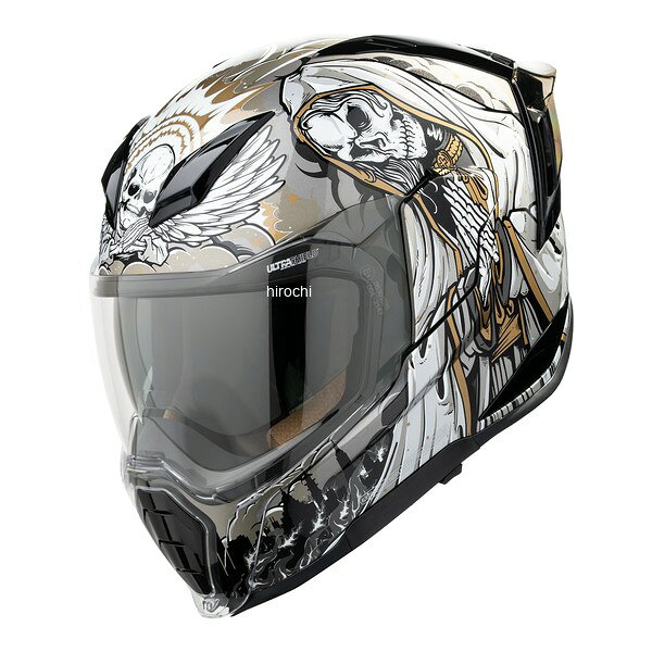 アイコン ICON フルフェイスヘルメット ULTRAFLITE NUESTRA SENORA XSサイズアイコン ICON フルフェイスヘルメット ウルトラフライト ヌエストラ シニョーラ XSサイズサイズ：XS規格：DOT（米国）、ECE（ヨーロッパ）、PSC（日本）シェル：FRP（ハンドメイド）重量：1,840g Medium Size (+/-50g)Bluetoothシステム：専用設計のHelmLink（別売り）装着可能・チークエキゾーストシステム内部への空気の流れを制御・ブレス・ディフレクターシールドの曇りを減らす効果があり、取り外し可能・チークパッド/ライナー吸水速乾性に優れたHydraDryとAX Suede生地を使用しヘルメット内を快適な環境に保ちます取り外し、丸洗いが可能。・シールドポリカーボネート製。工具無しで簡単に脱着が可能※ピンロック対応クリアシールドを標準装備。ピンロックインサート別売り。・クーリングシステム効率の良い吸排気システムを実現・シールドロックシステム風圧によるまくれ上がりを防止AIRFLITEの正当進化。FRPシェルを纏った次世代モデル世界中に衝撃を与えたAIRFLITEをベースに、ハンドメイドのFRPシェルを採用。空力性能の向上とMIPSライナーの標準装備により、圧倒的な安全性と快適性を実現しました。ストリートバイクファッションに不可欠な「個性」と、妥協なき「進化」が融合した一品です。ULTRAFLITEの注目ポイント■脳を守る安全技術「MIPS」標準装備衝撃を受けた際に内部ライナーが滑ることで、脳への回転ダメージを軽減。ワンランク上の安全性を追求。■軽量・強靭なFRPハンドメイドシェル3つのシェルサイズ展開により、各サイズで最適なフィッティングと軽量化を両立しています。■進化したベンチレーション & 視界大型吸気ポートで熱気を素早く排出。曇り止め加工済み専用シールドと大型ドロップシールドにより、全天候でクリアな視界を確保。■プレミアムな内装素材肌触りの良いAX Suedeと吸汗速乾のHydraDryを組み合わせ。フル脱着洗可能で、イヤホン収納ポケットも完備。■スマートな通信環境SENA社製専用インカム「HELMLINK」搭載可能。■万が一の安全性緊急時の脱着を助けるエマージェンシーリリースパッド式。0101-20620楽天 JP店