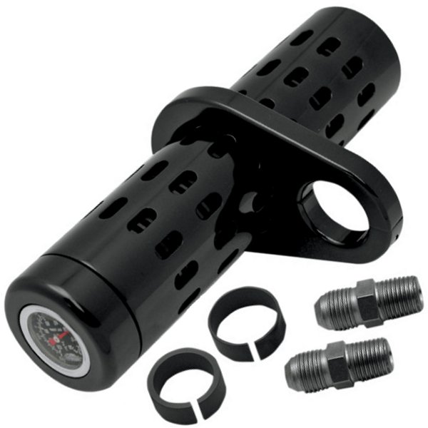 【USA在庫あり】 プロワン PRO-ONE オイルクーラー 油温計付き 1インチ、1.25インチバー取付 黒 0713-0075 JP店