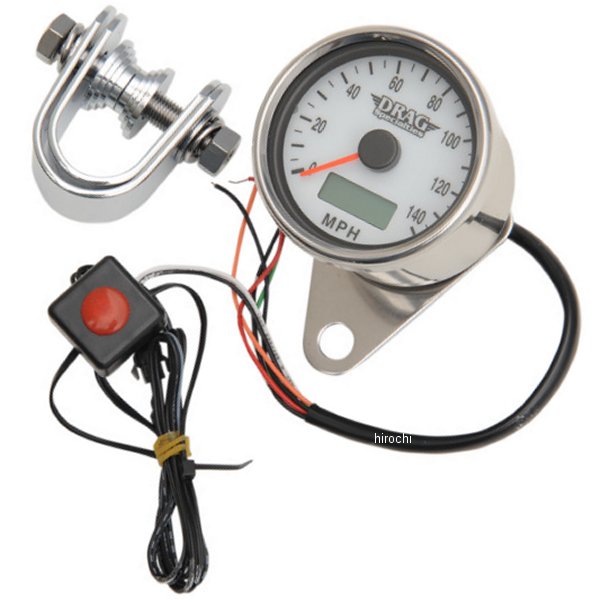 【USA在庫あり】 DRAG 電子スピードメーター、オド/トリップメーター付き(140MPH) 2.37インチ(60mm) ポ..