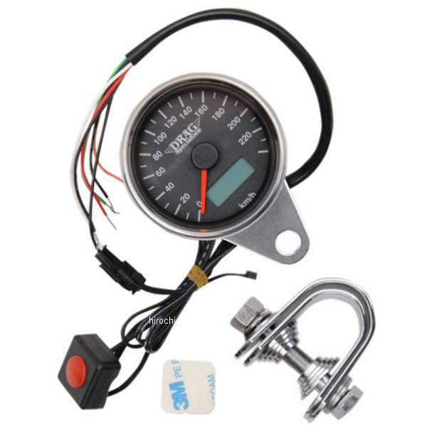 【USA在庫あり】 DRAG 電子スピードメーター、オド/トリップメーター付き(240km/h) 2.37インチ(60mm) ..