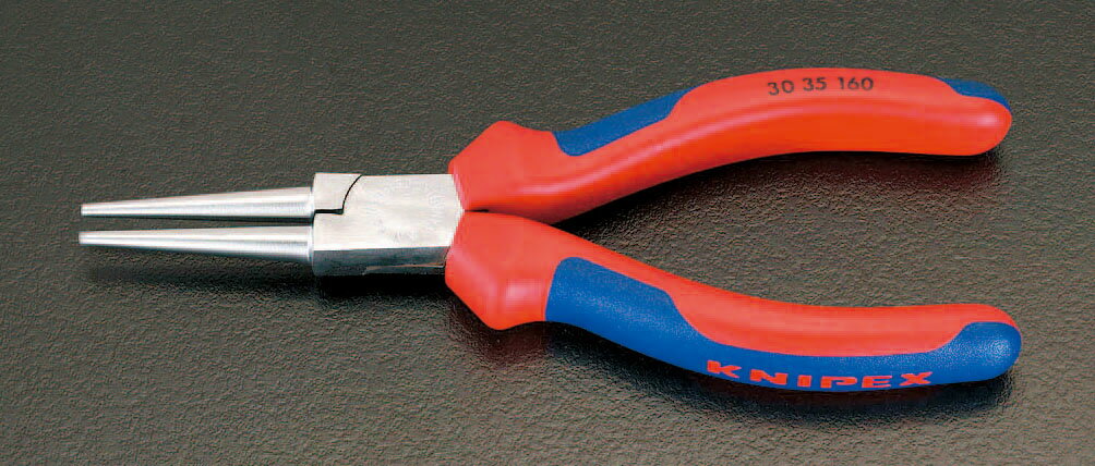 【メーカー在庫あり】 エスコ ESCO 160mm ラウンドノーズプライヤー(グリップ付/メッキ) 000012011947 JP