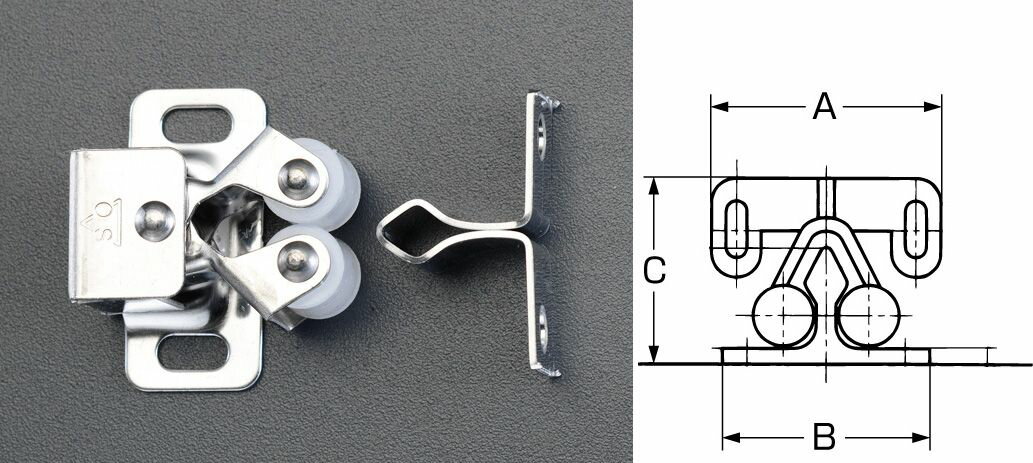 【メーカー在庫あり】 エスコ(ESCO) 15x32mm ローラーキャッチ ステンレス製 000012093413 JP