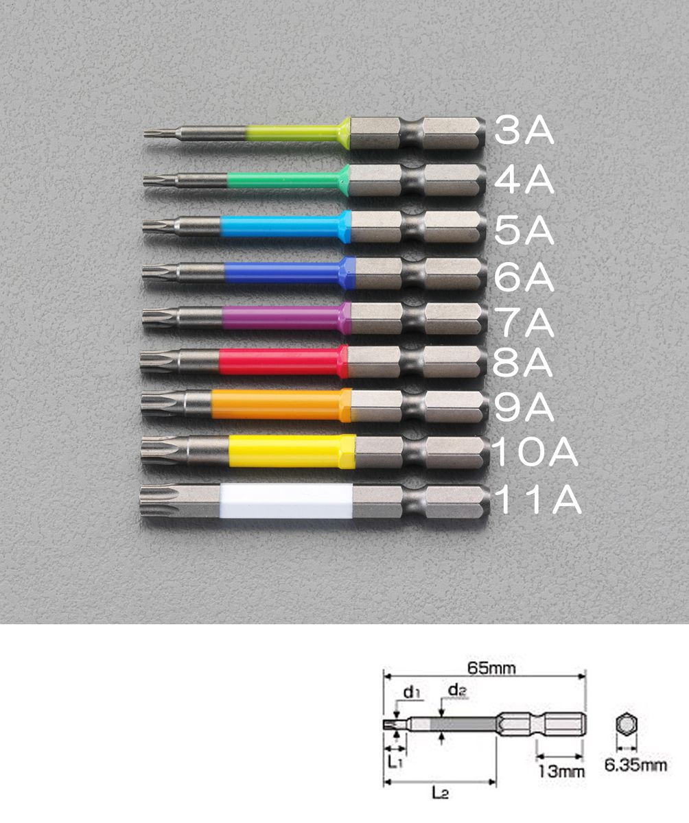 ●サイズ…T25●色…赤色●六角シャンク…1/4”●全長…65mm●寸法…d1：φ4.5mm、d2：φ5mm、L1：7mm、L2：37mmイジリ止め付色の違いによって先端サイズの選別が容易です。000012235648楽天 JP店　