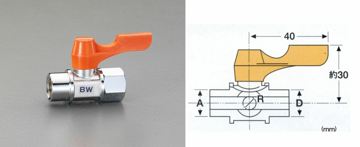 【メーカー在庫あり】 エスコ ESCO Rc3/8"xRc3/8" ミニボールバルブ(RoHS対応品) 000012236855 JP