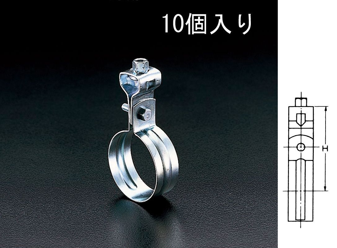●径称:15A●適合管外径:22.0mm●サイズ:H:63mm●材質:スチール（電気亜鉛メッキ）●吊ボルト径:W3/8"VP管用提灯式吊バンドVP管用の吊バンドに吊用タンをセットしました。入数は10個入りです。000012013786　
