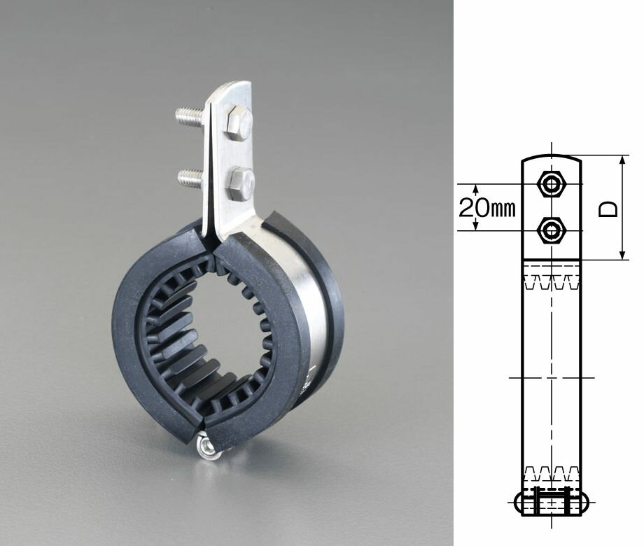 ●径称:40A●適合管外径:48.6mm●サイズ:D:45mm●材質:ステンレス（SUS304）SGP管用10mmゴム付000012206774