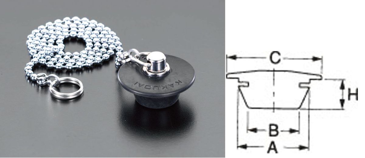 【メーカー在庫あり】 エスコ ESCO 22x 28mm チェーン付ごむ栓 000012045999 JP