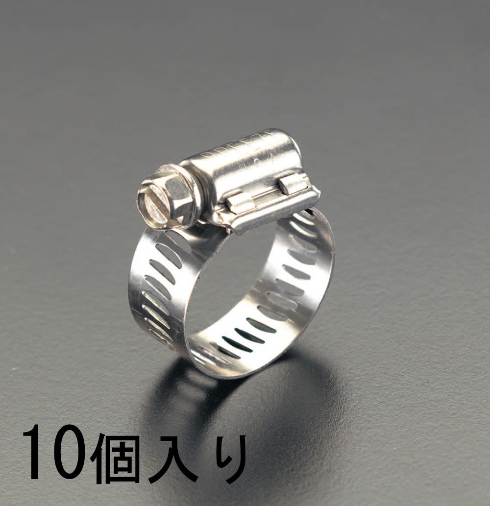 ●適合直径:14-27mm●材質:スクリュー:SUS305、バンド:SUS301●バンド幅:12.7mm●六角(-)ねじ:5/16"(8mm)耐腐食性の高いステンレスなので船舶等への使用に適しています。入数は10個入りです。000012061520　