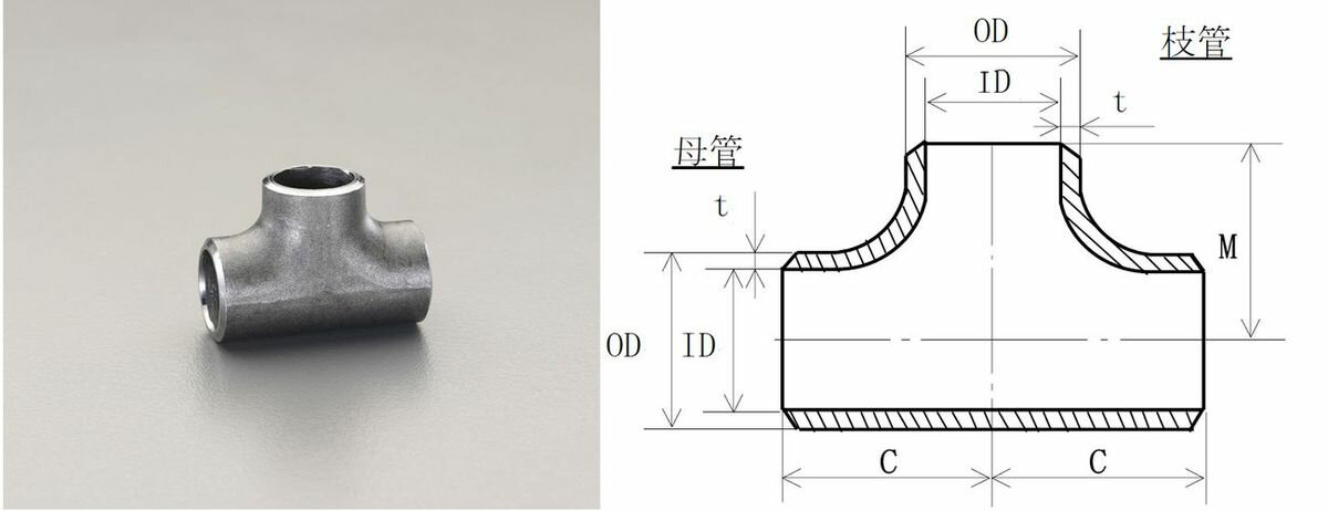 【メーカー在庫あり】 エスコ ESCO 2 1/2" 溶接チーズ 000012225041 JP