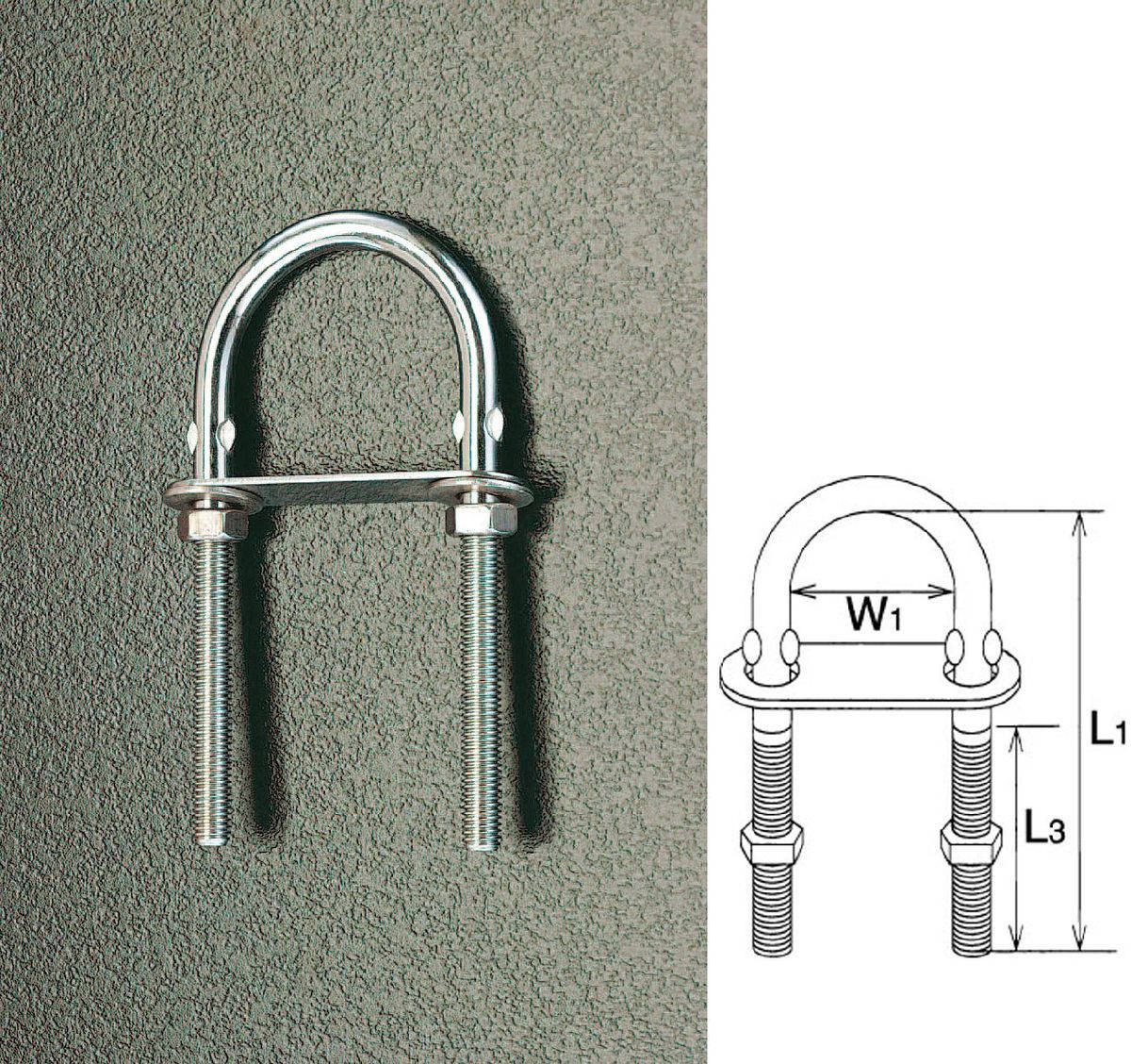 ●材質:ステンレス(SUS304)●サイズ(mm):L1:92、L3:50、W1:27●ねじ径:M8●使用荷重:80kg000012032237楽天 JP店　