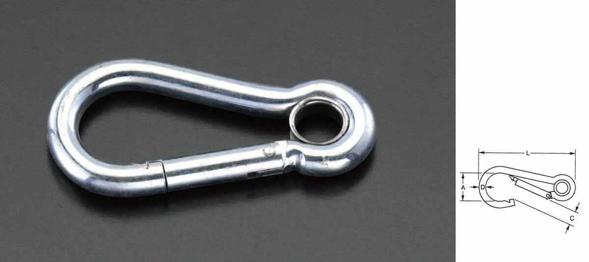 【メーカー在庫あり】 エスコ ESCO 50x 5mm スプリングフック 鉄ユニクロ 000012047983 JP店