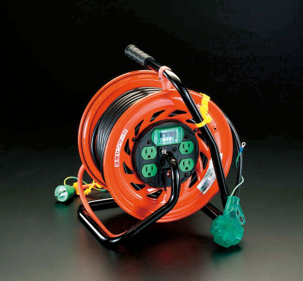 【メーカー在庫あり】 エスコ ESCO AC125V/30m 元置コードリール 漏電遮断 000012020034 JP店