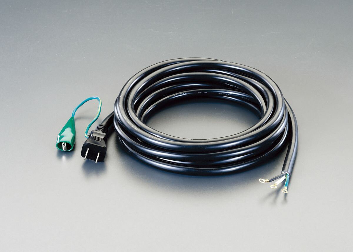 【メーカー在庫あり】 エスコ ESCO 125V/15A/ 5m プラグ付コード アース端子付 000012216770 JP