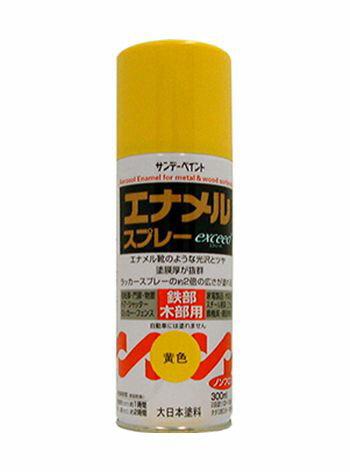ツヤあり内容量：300ml色：黄塗り面積(2回塗り)：1.0から1.5m2乾燥時間(指触)：20℃：約30分、冬期：約60分 (半硬化)：20℃：約60分、冬期：約2時間合成樹脂柄エナメルスプレーです。塗膜がきわめて厚くぬれるので、ラッカースプレーに比べて約2倍の広さが塗れます。門扉、シャッター、物置、家具、工作品へ塗布するだけでしっとりとしたツヤに仕上がります。しっとりとしたツヤに仕上がります。000012082520　