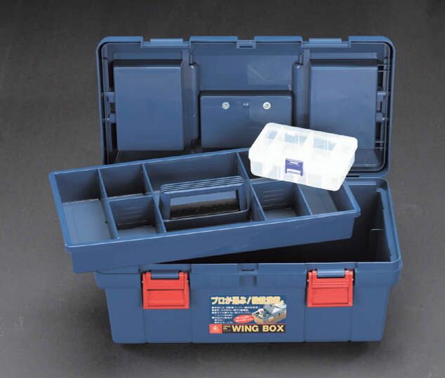 【メーカー在庫あり】 エスコ ESCO 450x243x210mm 工具箱(中皿付/青) 000012015086 JP