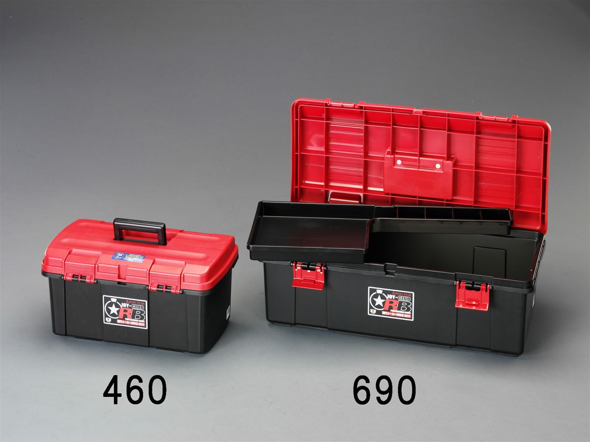●外寸:460×265×233(H)mm●内寸:415×196×146(H）mm（中皿使用時）●中皿高さ:40mm●重量:1.5kg●カラー:レッド/ブラック●南京錠取付穴:サイズ:19×7mm、数量:2箇所●付属品:L型中皿、中皿用仕切板（4枚）本体、中皿とも収納スペースを最大限に有効活用。オールマイティーに収納でき、作業工具の収納にもジャストサイズ。高さのある工具、道具等も収納出来ます。（200mmスプレー缶等も収納可能）出し入れしやすいWオープンタイプ。前後どちらからでも開閉できます。000012237329　