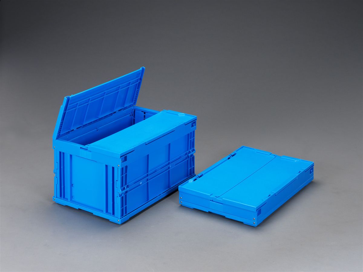 【メーカー在庫あり】 エスコ ESCO 530x366x271mm/40.0L 折畳コンテナ(青/蓋付/2個 000012002934 JP