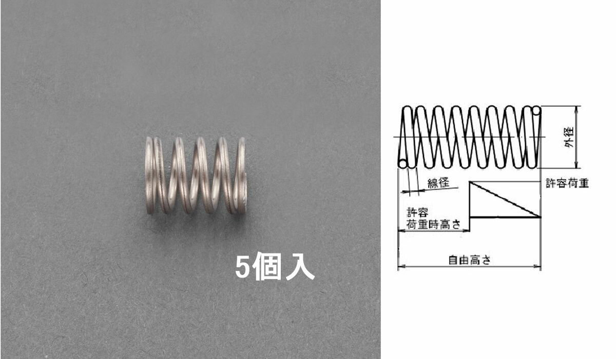 【メーカー在庫あり】 エスコ(ESCO) 4.0x0.32/ 12.0mm 押しスプリング ステンレス/5本 000012244307 JP