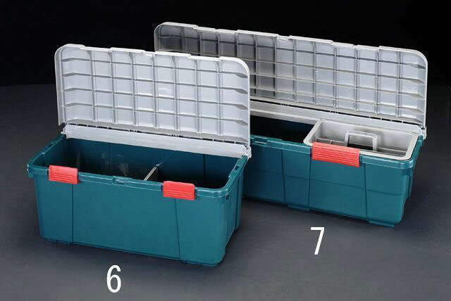 ●材質:ポリプロピレン●南京錠取付可能（ツル径:φ6mmまで）●耐荷重:60kg●カラー:本体:ダークグリーン、蓋:グレー●サイズ(mm):850×450×390(H)●重量:5.1kg●容量:85L●適合車種:ステーションワゴン盗難防止のため、市販の南京錠取付用カギ穴付仕切板、水抜き栓付000012093619楽天 JP店　