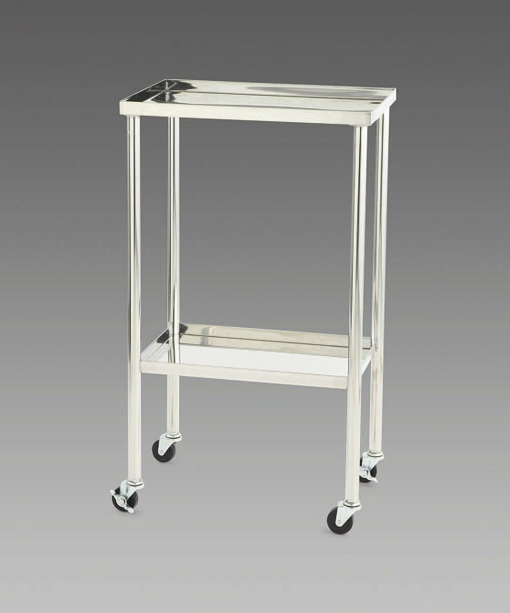●材質:ステンレス●キャスターサイズ:φ50mmゴム車●耐荷重:40kg(20kg/段)●サイズ(mm):450×300×775(H)●重量:8kg棚板は皿型です。自在キャスター4個（内2個ストッパー付）000012218136楽天 JP店　