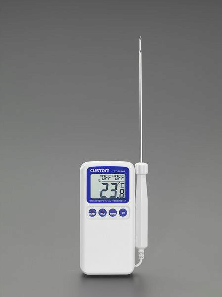 測定範囲:-50〜300℃分解能:0.1℃、1℃(アラーム設定時)精度:±1℃(-10〜＋100℃)±2℃(-50〜-10.1℃、＋100〜＋200℃)±3℃(＋200.1〜＋300℃)防水性能:IP65準拠電源:単4電池×2本(付属)サイズ:本体:66(W)×22(D)×135(H)mmセンサー:φ2.5×150mmコード長:1m重量:150gEA728AK-2楽天 JP店　