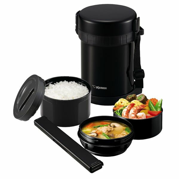 【メーカー在庫あり】 エスコ ESCO 590+400+280ml ランチジャー(黒/ステンレス製) EA763AV-11B JP店