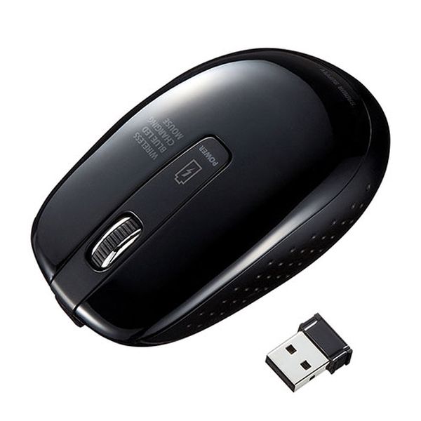 重量：マウス：約78.5g(電池除く) レシーバー：約2gサイズ：マウス：約60(W)×105(D)×40(H)mm レシーバー：約14.8(W)×19(D)×6.5(H)mmカラー：ブラックコネクタ形状：USBコネクタ(Aタイプ)ワイヤレス方式：2.4GHz RF電波方式 ※マウスとレシーバー間のIDは固定です。通信範囲：木製机(非磁性体)/半径約10m スチール机(磁性体)/半径約2m分解能：1000カウント/インチ読み取り方式：ブルーLEDセンサー方式ボタン：2ボタン、ホイール(スクロール)ボタン電池性能：連続作動時間/約62時間 連続待機時間/約2500時間 使用可能日数/約1ヶ月間 ※1日8時間パソコンを使用中に、マウス操作を25%程度行う場合。 ※保証値ではありません。 ※使用期間により、除々に性能が低下します。予めご了承ください。付属品：小型レシーバー×1、 充電用ケーブル×1本、インターフェース：USB HID仕様バージョン1.1準拠 ※USB 3.1/3.0/2.0インターフェースでも使用できます。対応機種：Windows 10・8.1・8・7・Vista・XP mac OS 10.12〜10.13、Mac OS X 10.3〜10.11付属のUSBケーブルで充電可能レシーバーは裏面に収納可能赤色の光学式より感度の高いブルーLEDセンサーを搭載充電状況がわかるLED付き不使用時の電池消耗を防止する電源ON・OFF機能付000012294738楽天 JP店　