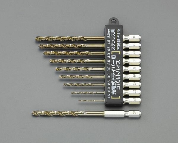 材質：CO-HSS（コバルトハイス）六角シャンク：6.35mmシンニング加工強ネジレ形状用途：ステンレス、一般鋼材、軽金属に入数：10本サイズ：1.5・2.0・2.5・3.0・3.2・3.5・4.0・4.5・4.8・5.0mm000012292241楽天 JP店　