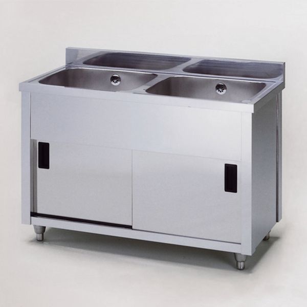 【メーカー在庫あり】 エスコ ESCO 1000x450x890mm 二槽キャビネットシンク(SUS430) 000012331105 JP店