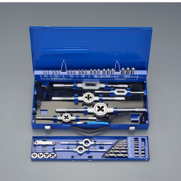 【メーカー在庫あり】 エスコ ESCO M3-M12/44個組 タップダイスセット(ドリル付/HSS/ISO 000012339820 JP店
