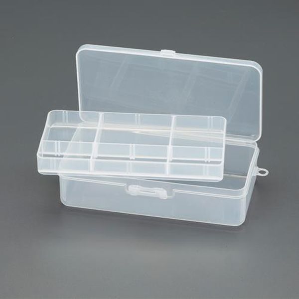 ●商品名…タックルケースM●材質…ポリプロピレン●サイズ(mm)…201×108×52(H)●中皿に仕切板4枚付●本体部分に仕切板はありません。●ポリプロピレン（PP）…外見はポリエチレンに似ていますが、最も硬質で引っ張りの強さがあります。比重も0.9〜0.92と汎用プラスチックの中では最も軽いのも特徴です。耐熱性は高く110℃くらいです。また、絶縁性が高く薬品にも強いという性質を持っています。EA508MA-2B楽天 JP店　