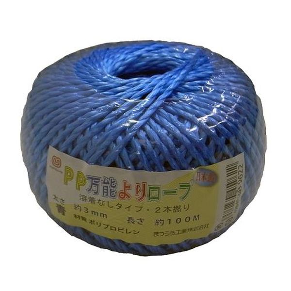 【メーカー在庫あり】 エスコ ESCO 3.0mmx100m PPロープ（溶着なし／青） EA628PR-...