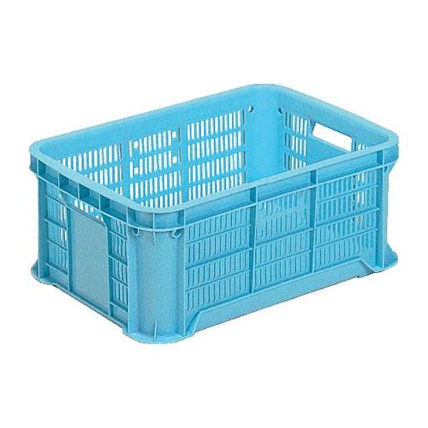 ●容量(L)…31.3●外寸(mm)…530×363×208（H）●材質…ポリプロピレン●内寸（mm）…486×329×202●有効内寸…474×317×192mm●圧縮荷重…17.84kN(1820kgf)●色…青●重量(g)…1420●底面形状…格子リブ底面に格子状のリブ（平面部を補強するためその面に垂直に立てられた板形状）を設置しております。リブの高さによって曲げ強度は決まり、リブが高ければ高いほど、高い強度を示します。工業用コンテナに多く採用され、特に油を使う業界では膨潤（樹脂が油等を吸収して体積が増加する現象）による撓みを抑制する効果があります。●使用例…トマト用コンテナー●水抜き孔有●積み重ね可能EA506AB-236楽天 JP店　